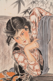 Liu Jilu 劉繼卣 (1918-1983): 'Portrait d'une beaut&eacute;', encre et couleurs sur papier