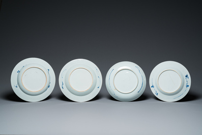 Dix assiettes et plats en porcelaine de Chine en bleu et blanc, Kangxi et post&eacute;rieur