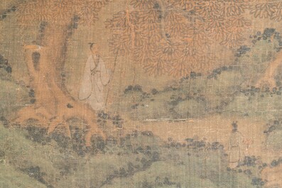 Du Qiong 杜瓊 (1396-1474): 'Berglandschap met naaldbomen', inkt en kleur op zijde, gedateerd juli 1440
