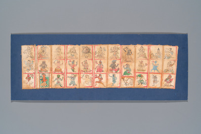 Een uitgebreide collectie van 84 tsaklis op katoen en papier, Tibet en/of Mongoli&euml;, 19/20e eeuw