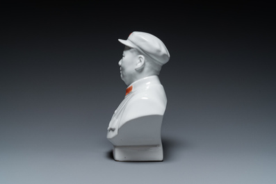 Buste de Mao Zedong en porcelaine de Chine en blanc monochrome, R&eacute;volution Culturelle