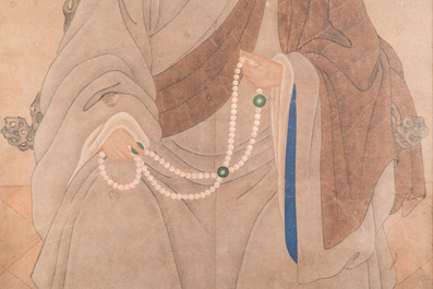 Ecole japonaise: Portrait d'un pr&ecirc;tre Obaku, encre et couleurs sur papier, Edo, 17&egrave;me