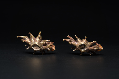A pair of Vietnamese Champa culture gold ear pendants, 9/12th C.