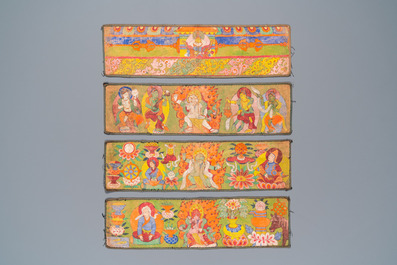 Negen Tibetaanse votieve schilderingen op katoen, 19e eeuw