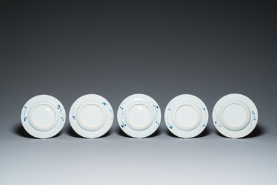 Ten Chinese blue and white plates, Kangxi/Yongzheng