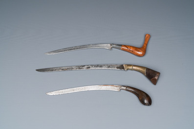 Three Indonesian 'kris' or 'keris' daggers, 19th C.