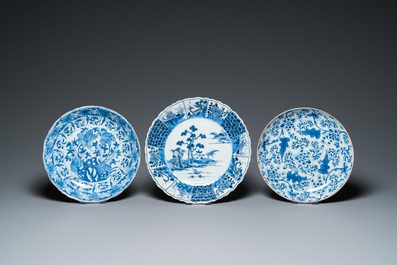 Ten Chinese blue and white dishes and plates, Kangxi and later