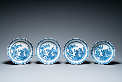 A Chinese blue and white 53-piece service, Qianlong