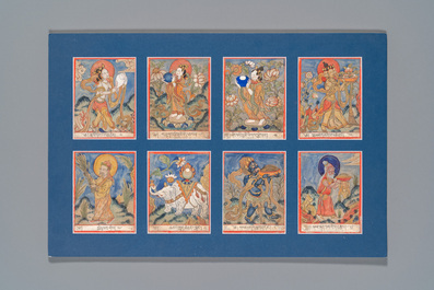 Belle collection de 84 tsaklis sur coton et papier, Tibet et/ou Mongolie, 19/20&egrave;me