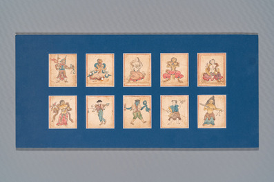 Een uitgebreide collectie van 84 tsaklis op katoen en papier, Tibet en/of Mongoli&euml;, 19/20e eeuw