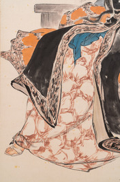Liu Jilu 劉繼卣 (1918-1983): 'Portret van een jongedame', inkt en kleur op papier