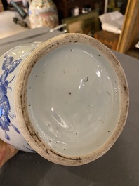 A Chinese blue and white vase with birds among blossoming branches, Transitional period