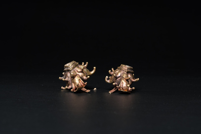 A pair of Vietnamese Champa culture gold ear pendants, 9/12th C.