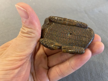 A Chinese bronze 'longma' scroll weight, Qing