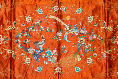 Three Chinese silk embroideries, 19/20th C.