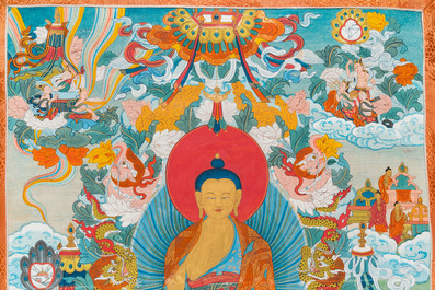 Deux thangkas figurant Bouddha Shakyamuni, Tibet, 19/20&egrave;me