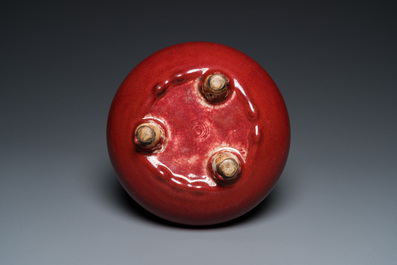 A Chinese sang-de-boeuf-glazed tripod censer, 18/19th C.