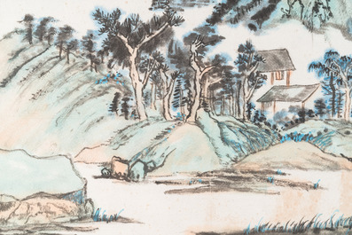 Zhou Huimin 周懷民 (1906-1996): 'Mountainous landscape with pines', ink and colour on paper
