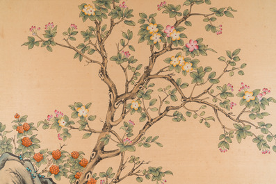 Suiveur de Lang Shining 郞世寧 (1688-1766): 'Levrette chinoise', encre et couleurs sur soie, 20&egrave;me