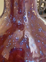 A large Chinese flamb&eacute;-glazed bottle vase, 19/20th C.