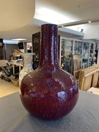 A large Chinese flamb&eacute;-glazed bottle vase, 19/20th C.