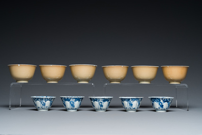 Elf Chinese blauw-witte koppen en tien schotels, Kangxi