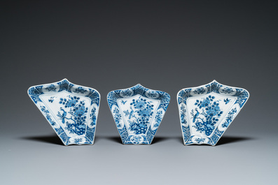 A very rare Dutch Delft blue and white nine-piece sweetmeat set, late 17th C.