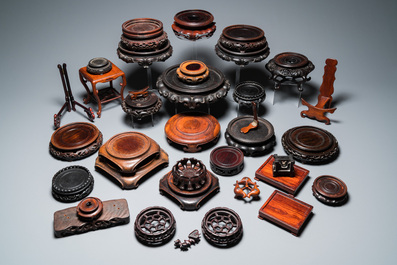 A collection of fine Chinese wooden stands, 18/20th C.