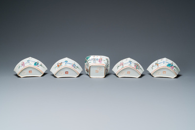 A Chinese famille rose sweetmeat or rice table set, 19th C.