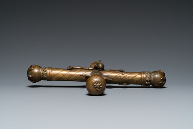 A brass processional cross with corpus, France, 15th C.