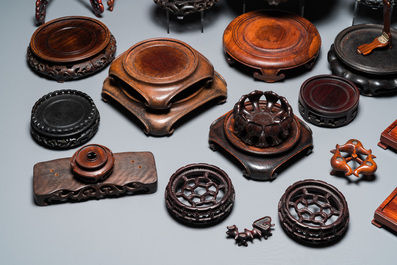 A collection of fine Chinese wooden stands, 18/20th C.