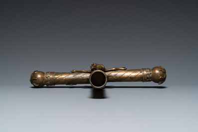 A brass processional cross with corpus, France, 15th C.