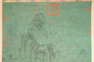 Navolger van Li Cheng 李成 (919-967): 'Bergachtig landschap met naaldbomen', inkt op zijde