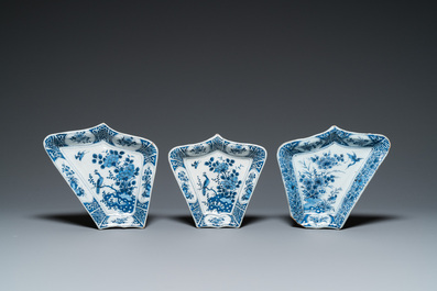 A very rare Dutch Delft blue and white nine-piece sweetmeat set, late 17th C.