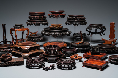 A collection of fine Chinese wooden stands, 18/20th C.