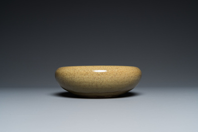 A Chinese crackle-glazed dish, a censer and a vase, Qing