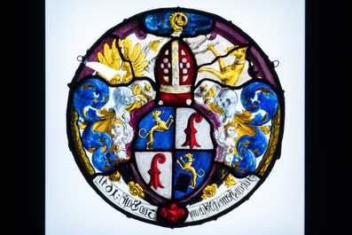 Four painted armorial subject glass-in-lead windows, Switzerland, 19th C.