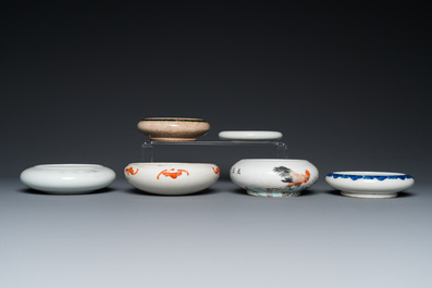 Six Chinese porcelain brush washers, 19/20th C.