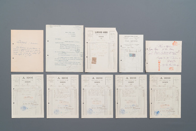 An extensive collection of invoices for works of art from Saigon and Hong Kong, early 20th C.