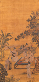 Ecole chinoise: 'Rassemblement musical &eacute;l&eacute;gant', encre et couleurs sur soie, probablement Ming