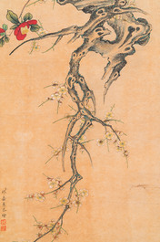 Miao Jiahui 繆嘉慧 (1831-1901): Quatre rouleaux aux oiseaux et fleurs, encre et couleurs sur soie