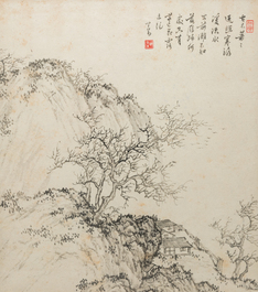 Pu Xinyu 溥心畬 (1896-1963): Twee tekeningen opgedragen aan meneer Zixin, inkt en kleur op papier