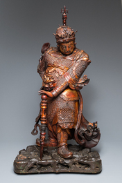 A very large Chinese gilt-lacquered wood figure of Weituo, 17th C.