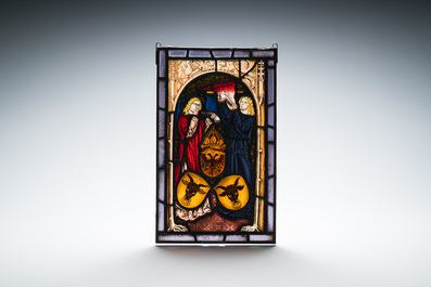 Four painted armorial subject glass-in-lead windows, Switzerland, 19th C.