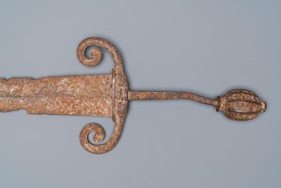 An archeologically excavated Italian bronze sword, found in the south of France, 16th C.