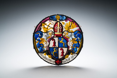 Four painted armorial subject glass-in-lead windows, Switzerland, 19th C.