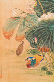 Miao Jiahui 繆嘉慧 (1831-1901): Quatre rouleaux aux oiseaux et fleurs, encre et couleurs sur soie