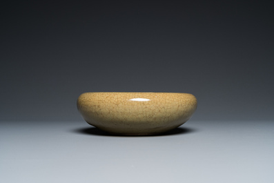 A Chinese crackle-glazed dish, a censer and a vase, Qing