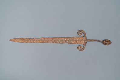 An archeologically excavated Italian bronze sword, found in the south of France, 16th C.