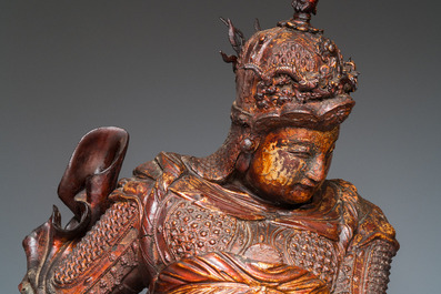 A very large Chinese gilt-lacquered wood figure of Weituo, 17th C.